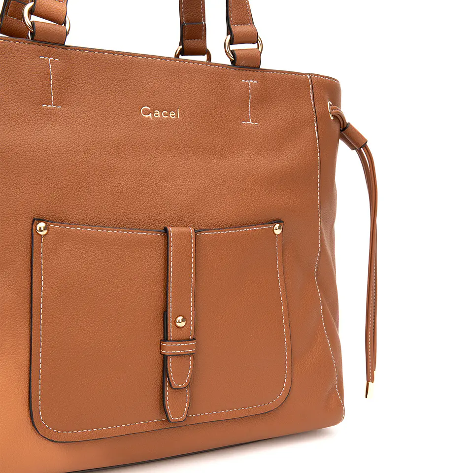 Cartera (Mu) Graneado Shopping Gacel Car3507 Tostado S/T 3