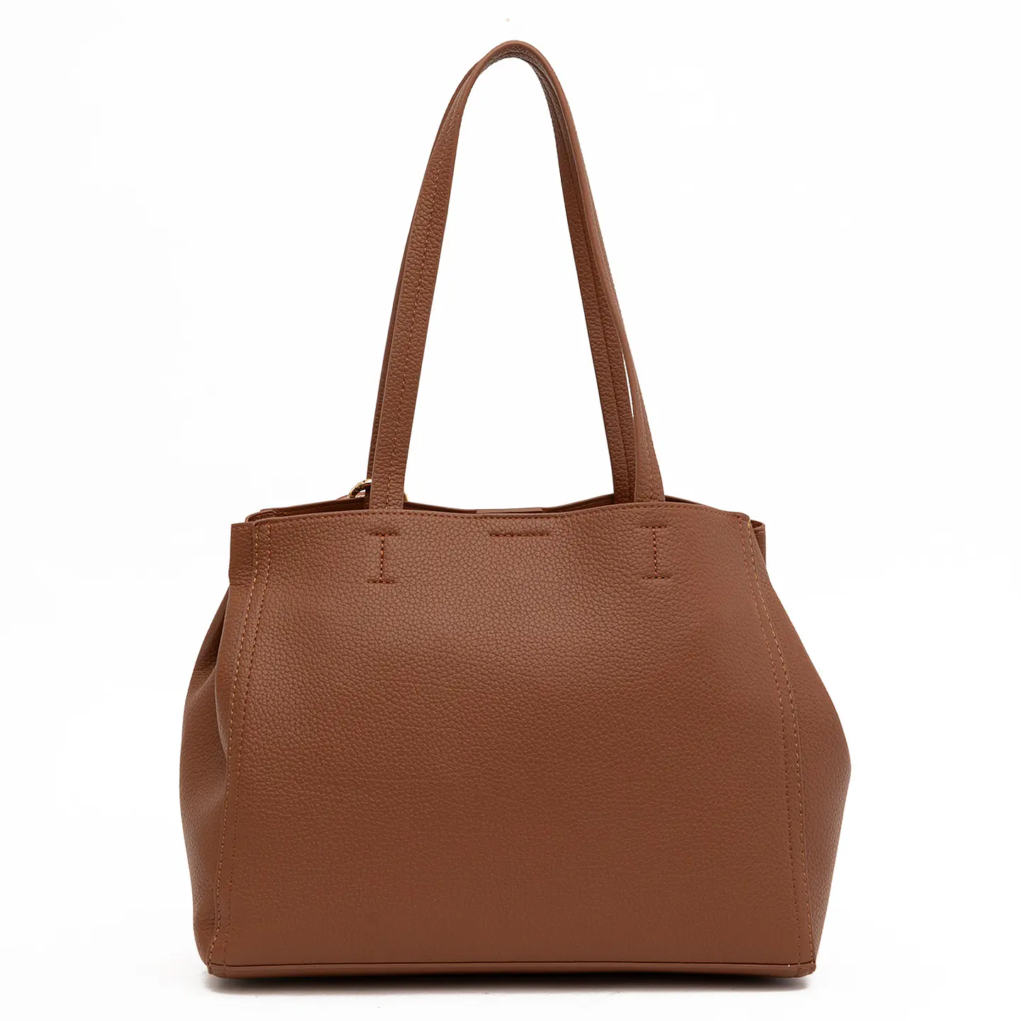 Cartera (Mu) Dos Asas Graneado Mediana Gacel Car3497 Tostado S/T 2