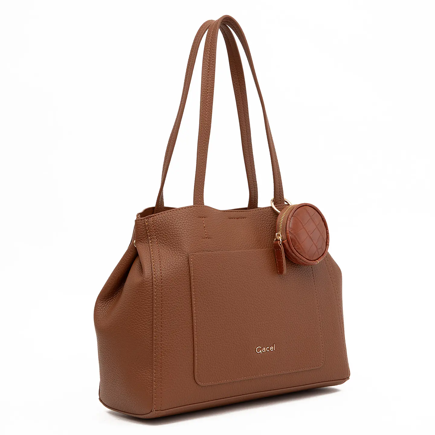 Cartera (Mu) Dos Asas Graneado Mediana Gacel Car3497 Tostado S/T 3