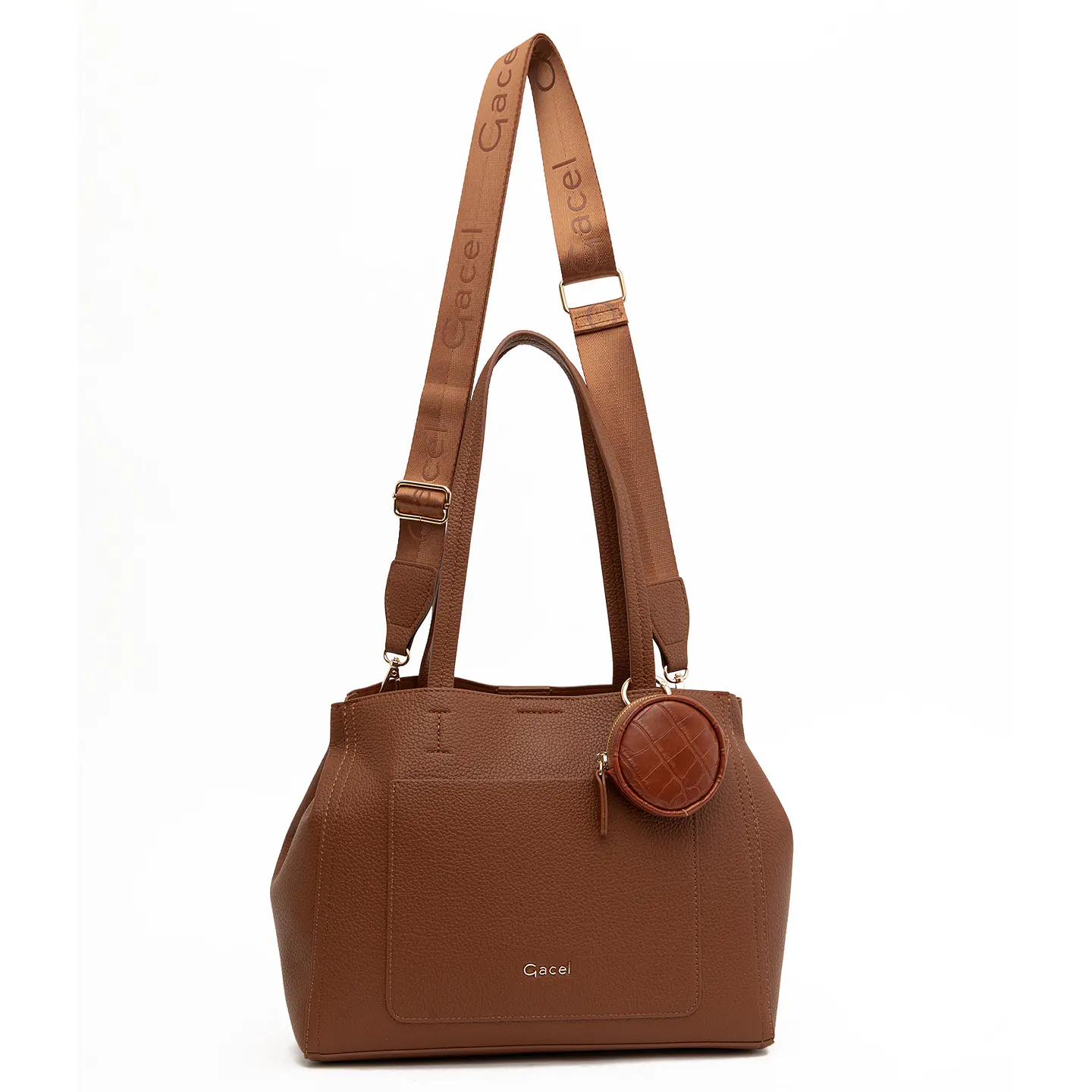Cartera (Mu) Dos Asas Graneado Mediana Gacel Car3497 Tostado S/T 6