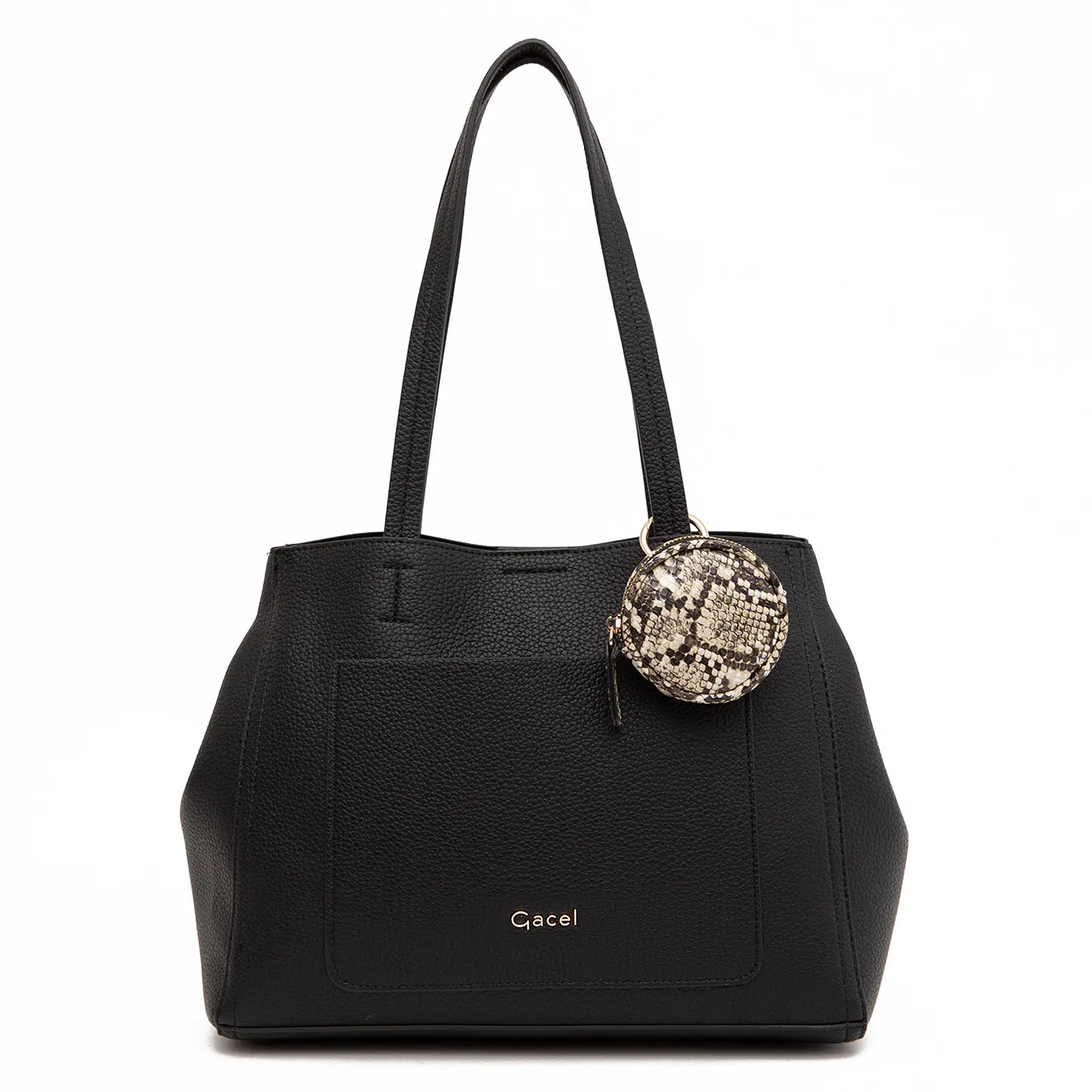 Cartera (Mu) Dos Asas Graneado Mediana Gacel Car3496 Negro S/T 2