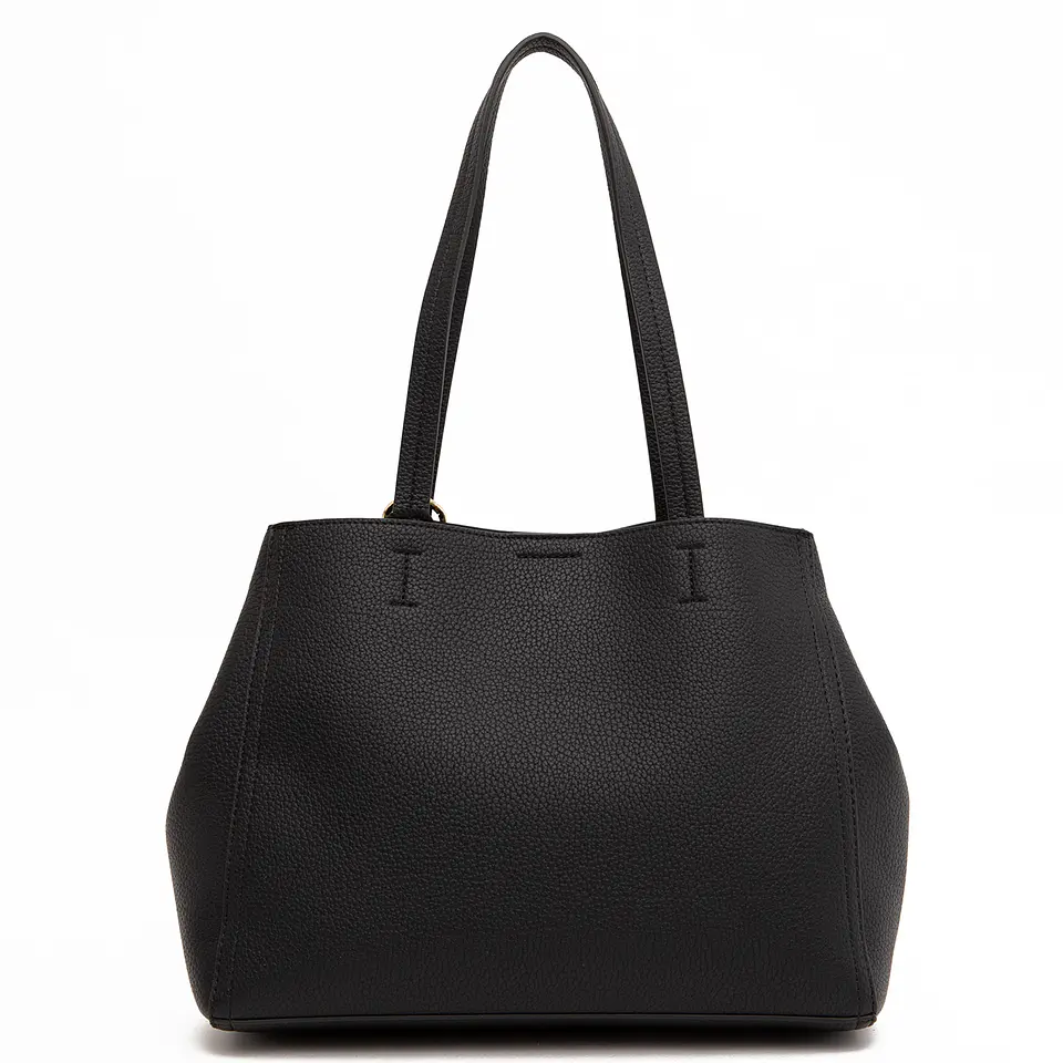 Cartera (Mu) Dos Asas Graneado Mediana Gacel Car3496 Negro S/T 3