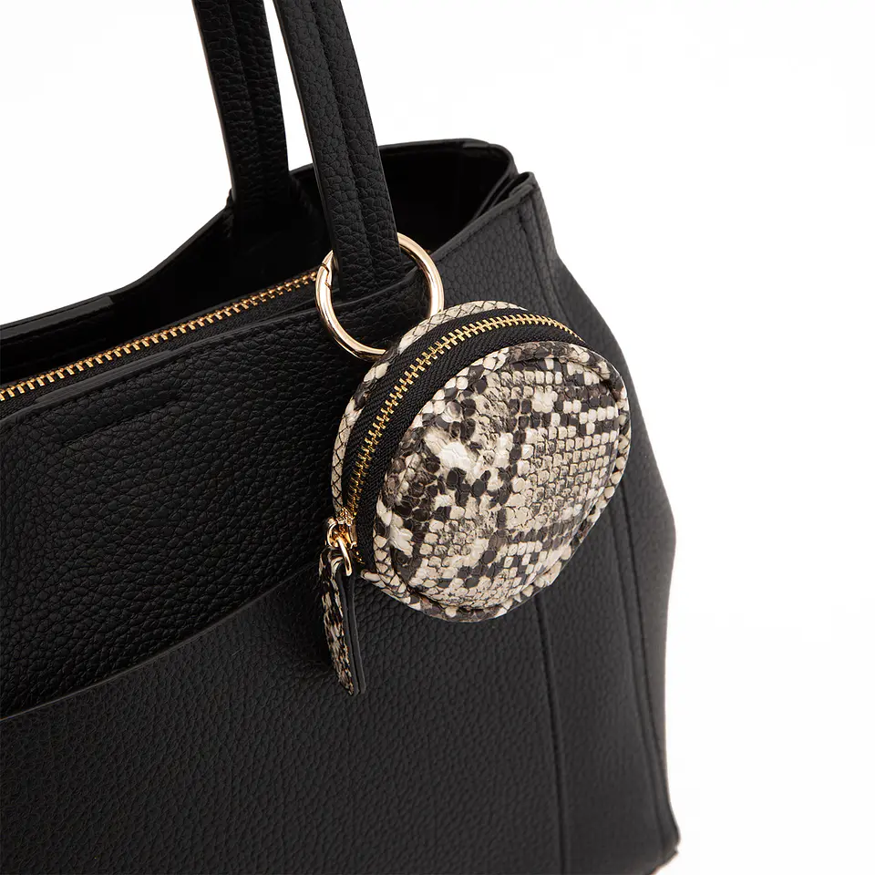 Cartera (Mu) Dos Asas Graneado Mediana Gacel Car3496 Negro S/T 4