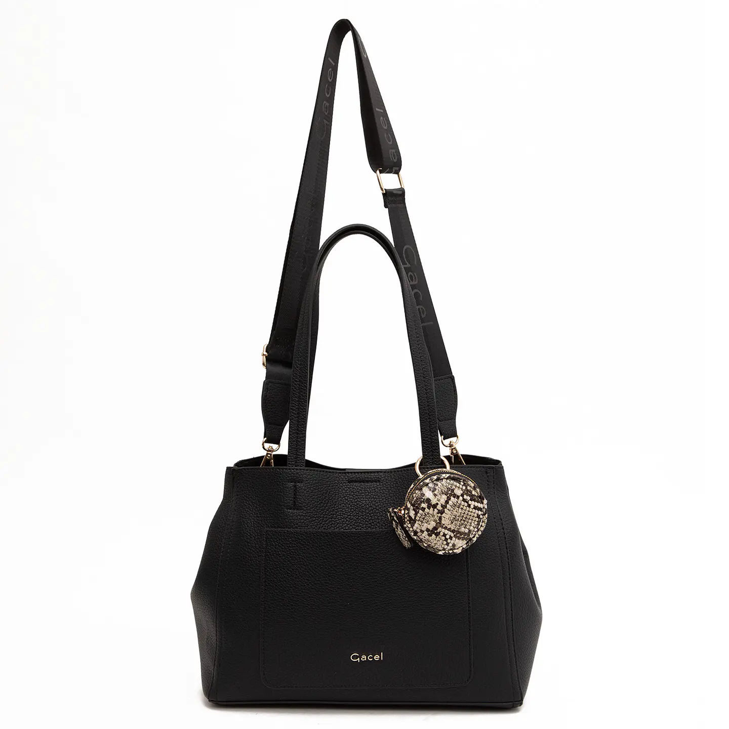 Cartera (Mu) Dos Asas Graneado Mediana Gacel Car3496 Negro S/T 5