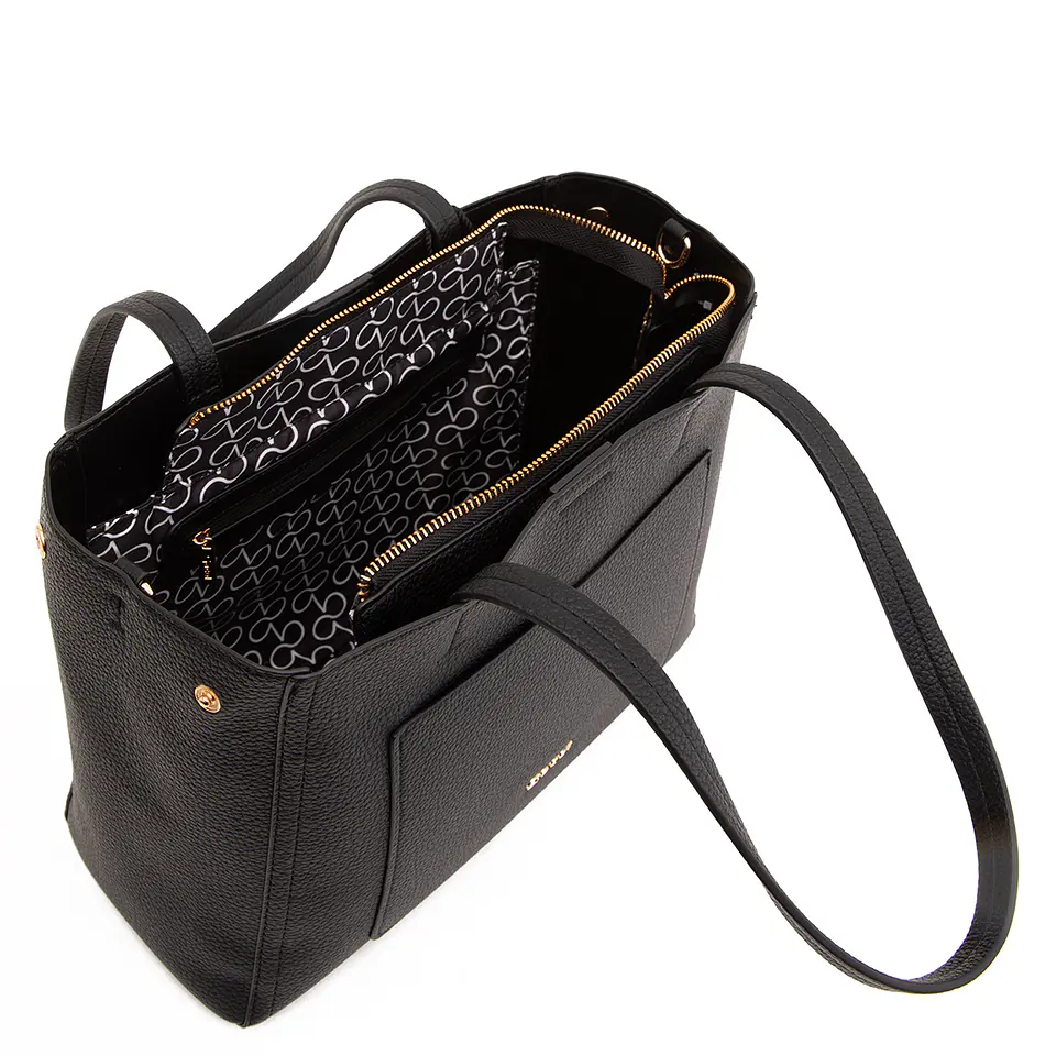 Cartera (Mu) Dos Asas Graneado Mediana Gacel Car3496 Negro S/T 6