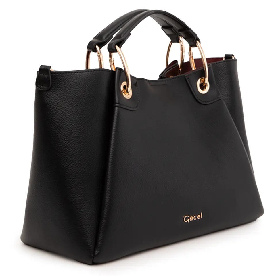 Cartera (Mu) Dos Asas Mediana Gacel Car3485 Negro S/T 2