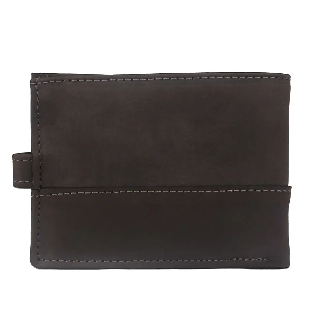 BILLETERA HOMBRE CUERO GRASO TARJETAS C/PASADOR GINO RODINIS CAFE 3