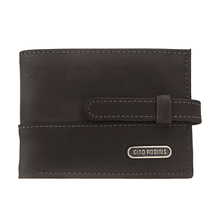 BILLETERA HOMBRE CUERO GRASO TARJETAS C/PASADOR GINO RODINIS CAFE