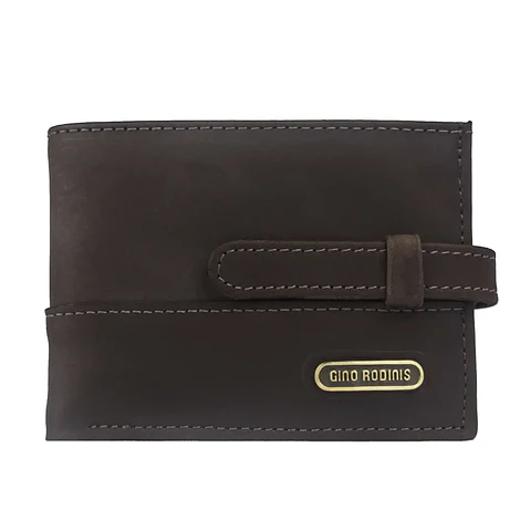 BILLETERA HOMBRE CUERO GRASO TARJETAS C/PASADOR GINO RODINIS CAFE