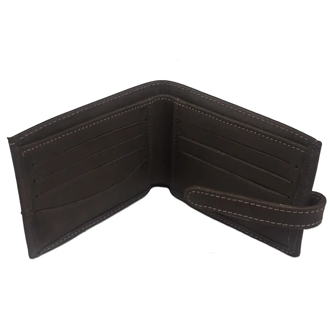 BILLETERA HOMBRE CUERO GRASO TARJETAS C/PASADOR GINO RODINIS CAFE 4