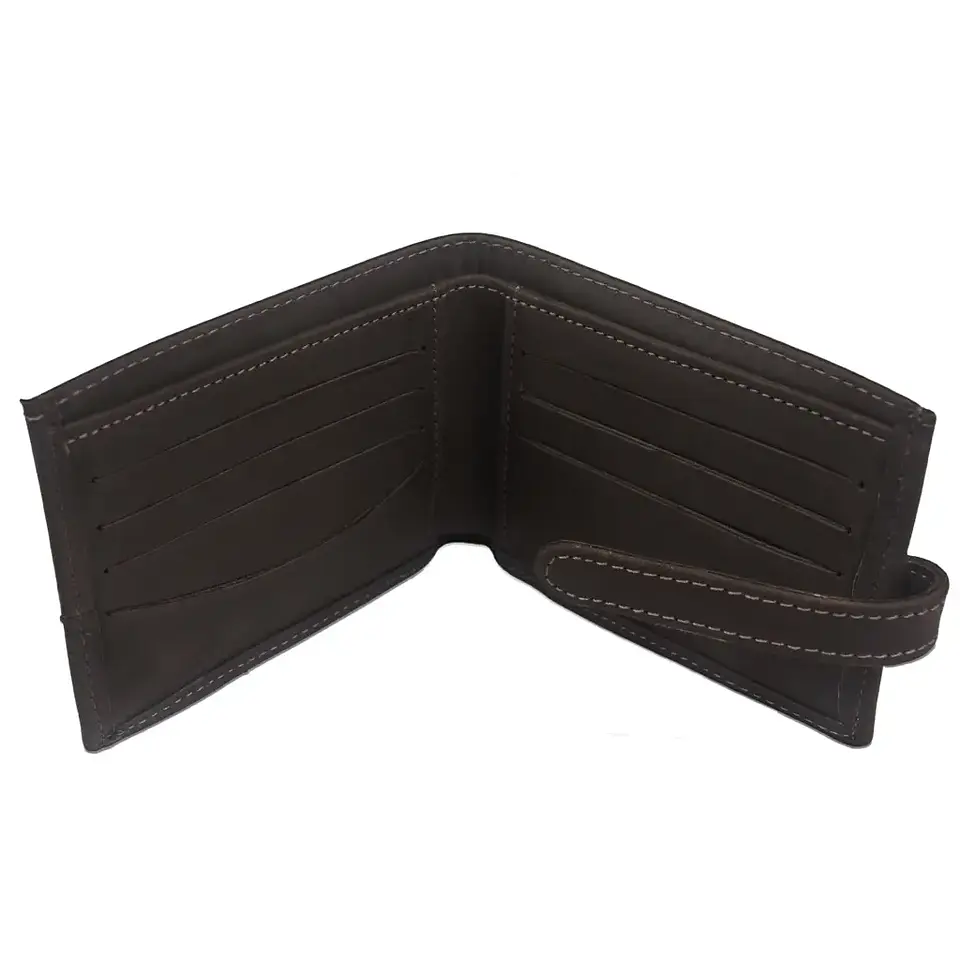 Billetera Hombre Cuero Graso Tarjetas C/Pasador Gino Rodinis Cafe 4
