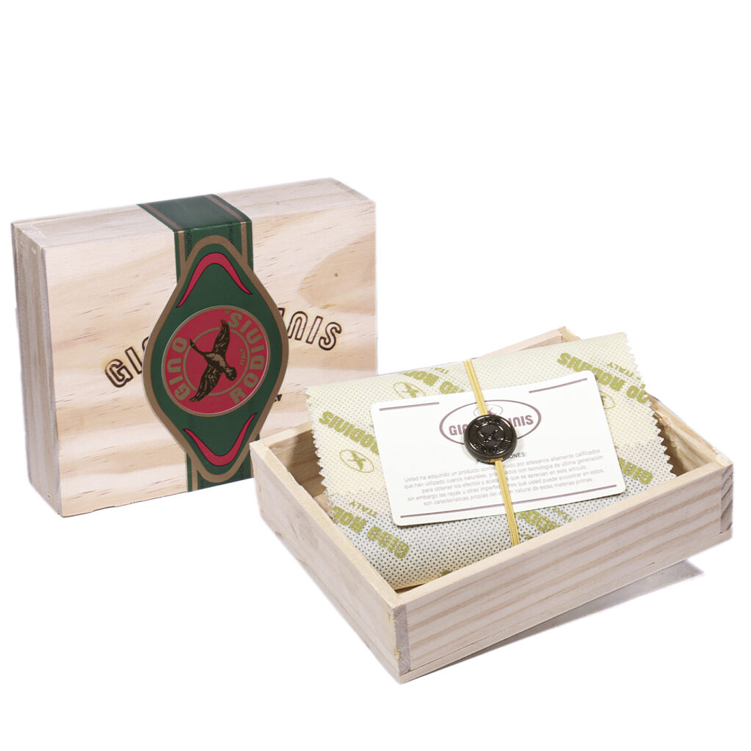 BILLETERA HOMBRE CUERO GRASO TARJETAS C/PASADOR GINO RODINIS CAFE 5