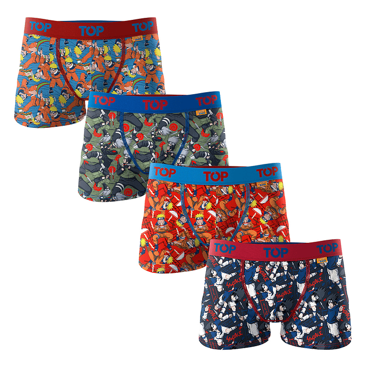 BOXER HOMBRE PACK 4 NARUTO-SASUKE-KAKASHI ALGODÓN 5013AENP4C1 S/C 1