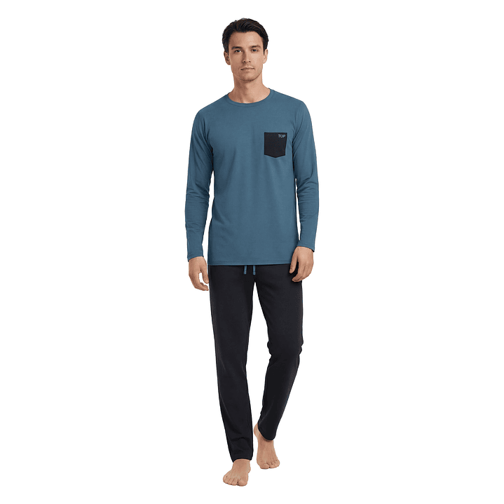 PIJAMA HOMBRE C/P M/L C/PANTALON 262AIC3 AZUL 1