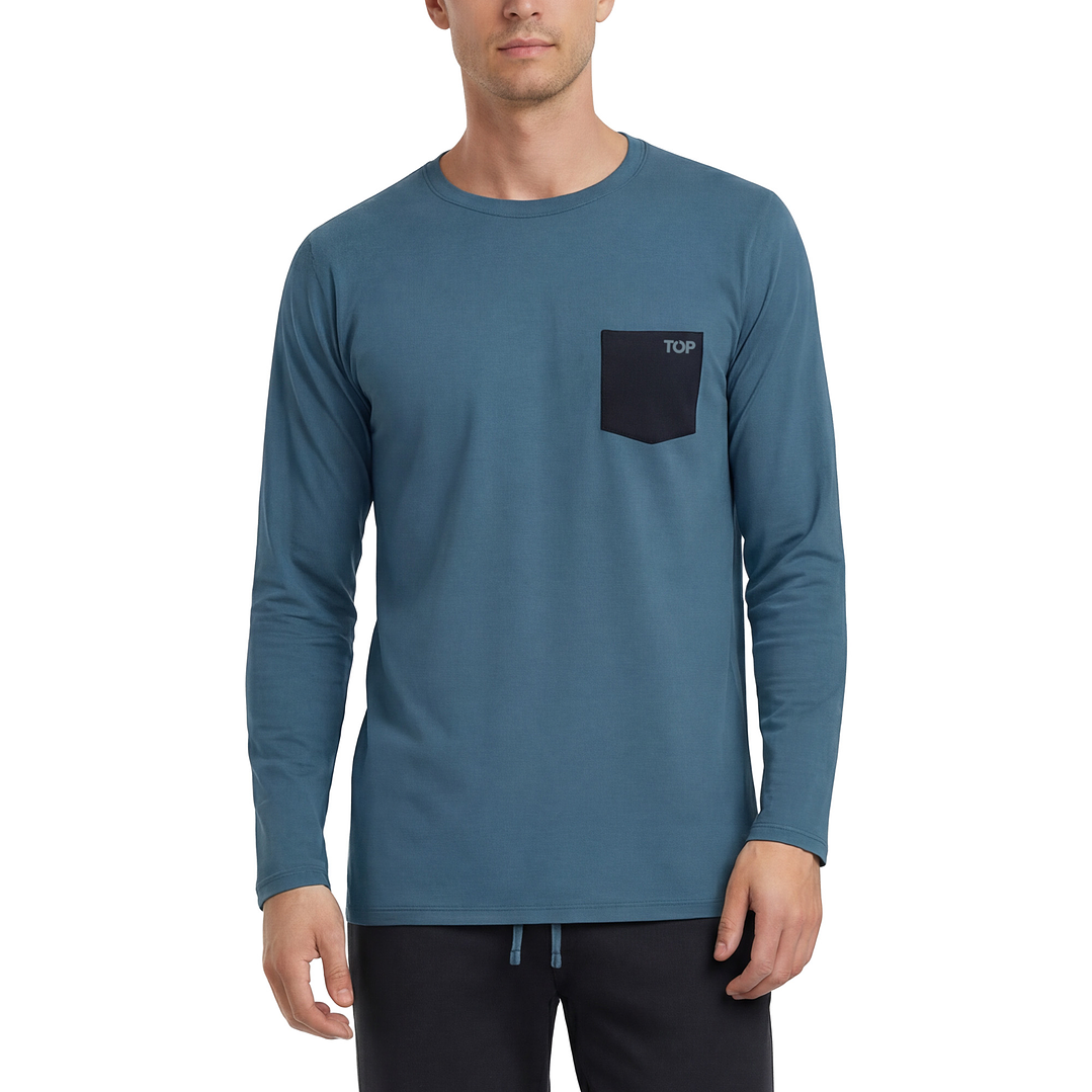 PIJAMA HOMBRE C/P M/L C/PANTALON 262AIC3 AZUL 3