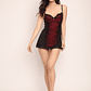 BABYDOLL (MU) ENCAJE /COLALESS MON-AMOUR 748 NEGRO-ROJO  - Miniatura 2