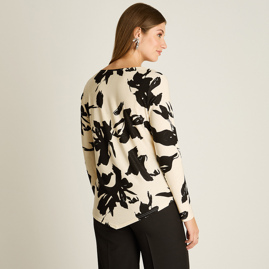 POLERA (MU) M/L C/P EST. APLIC COLLAR LORENZO IMP. 108507 NEGRO  2