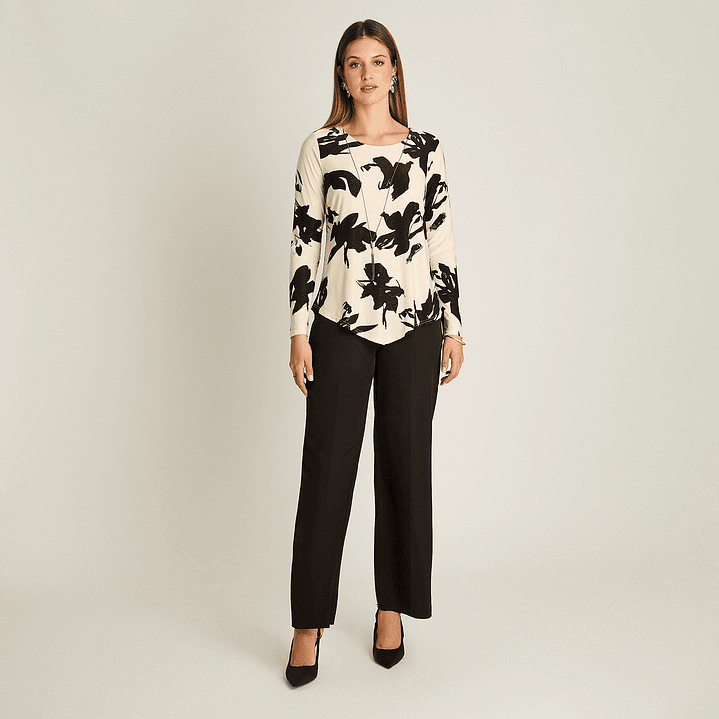 POLERA (MU) M/L C/P EST. APLIC COLLAR LORENZO IMP. 108507 NEGRO  3