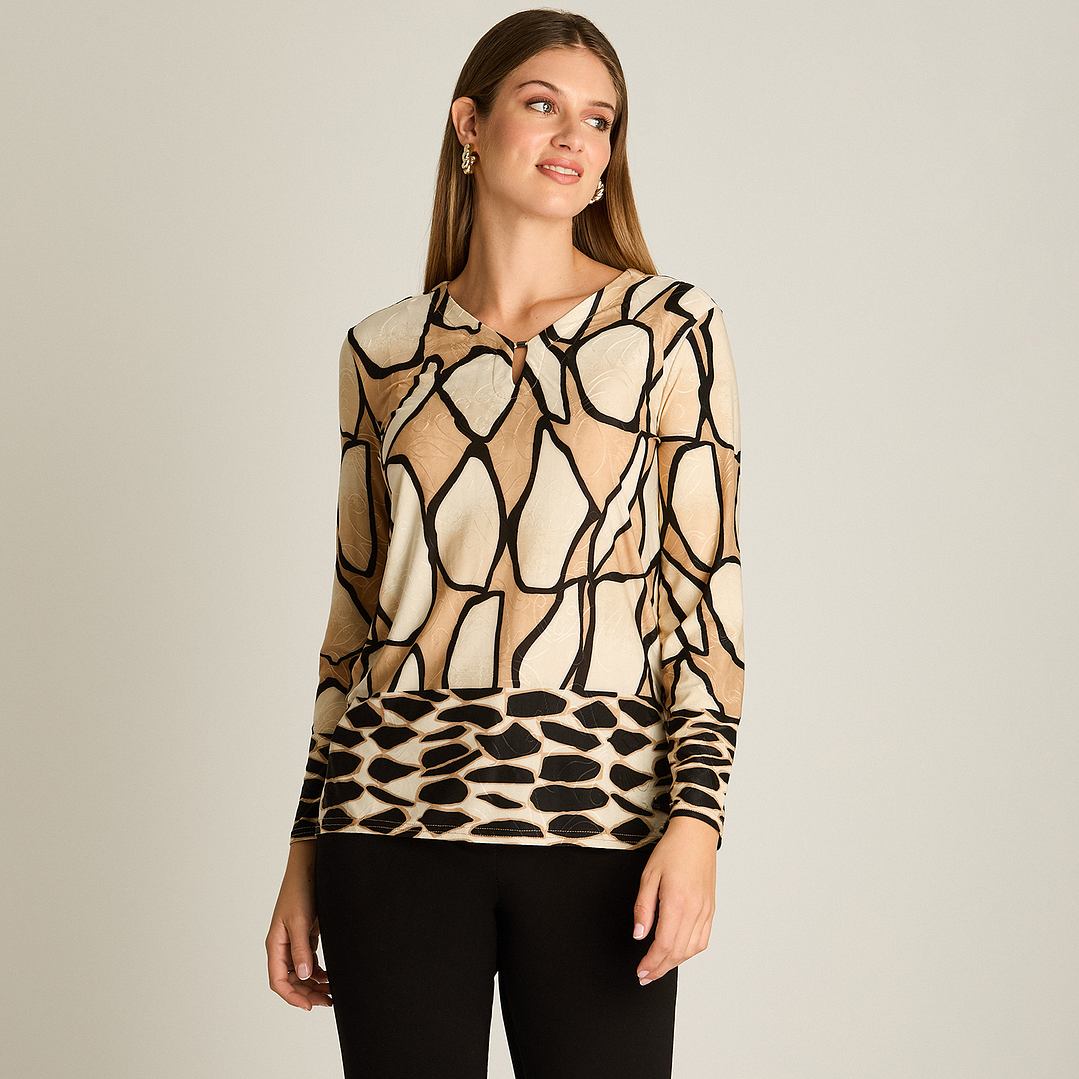 POLERA (MU) M/L C/V EST. LORENZO IMP. 108505 BEIGE  12