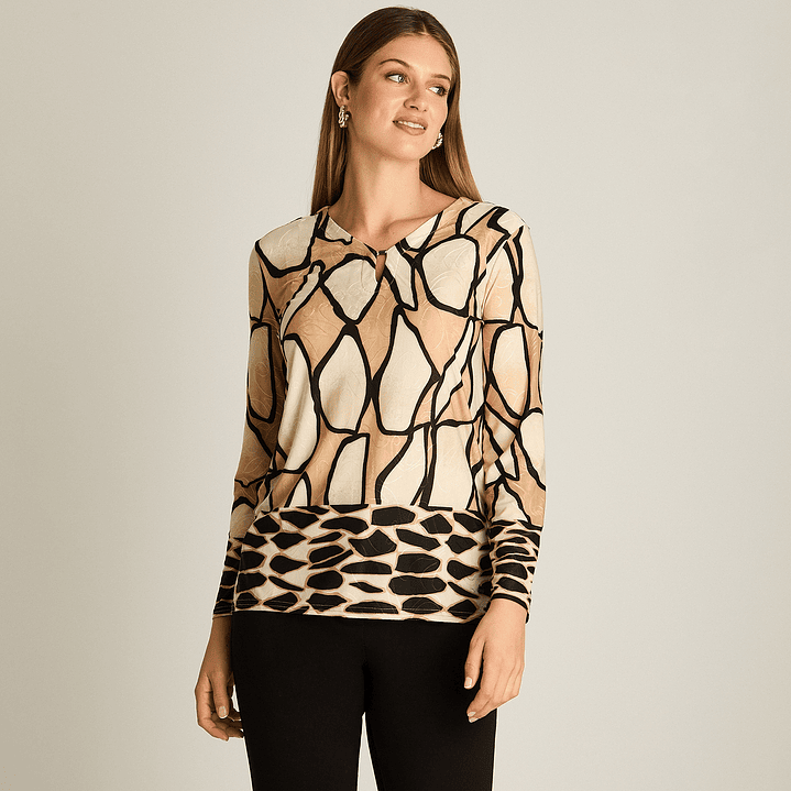 POLERA (MU) M/L C/V EST. LORENZO IMP. 108505 BEIGE  12