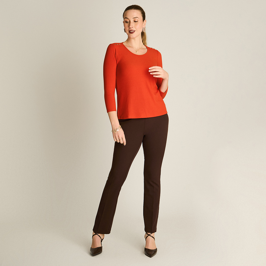 POLERA (MU) M/3/4 C/P APLIC EN HOMBROS LISA LORENZO IMP. 108504 TERRACOTA  1