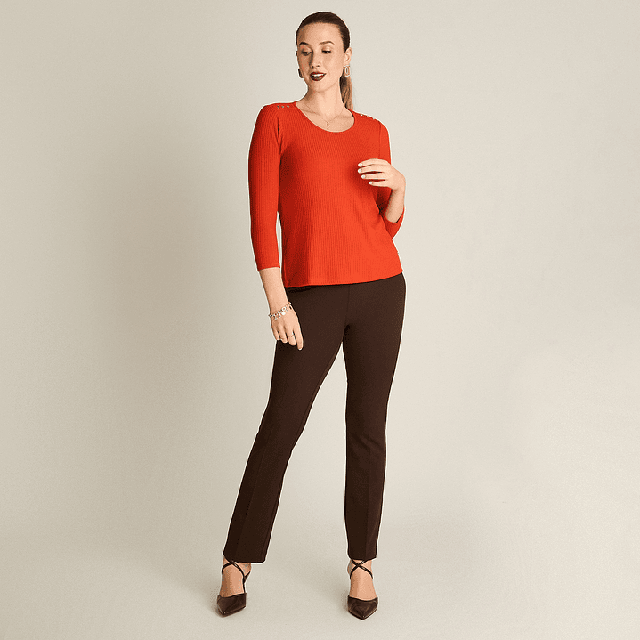 POLERA (MU) M/3/4 C/P APLIC EN HOMBROS LISA LORENZO IMP. 108504 TERRACOTA  1