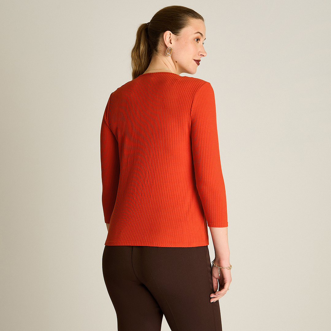 POLERA (MU) M/3/4 C/P APLIC EN HOMBROS LISA LORENZO IMP. 108504 TERRACOTA  4