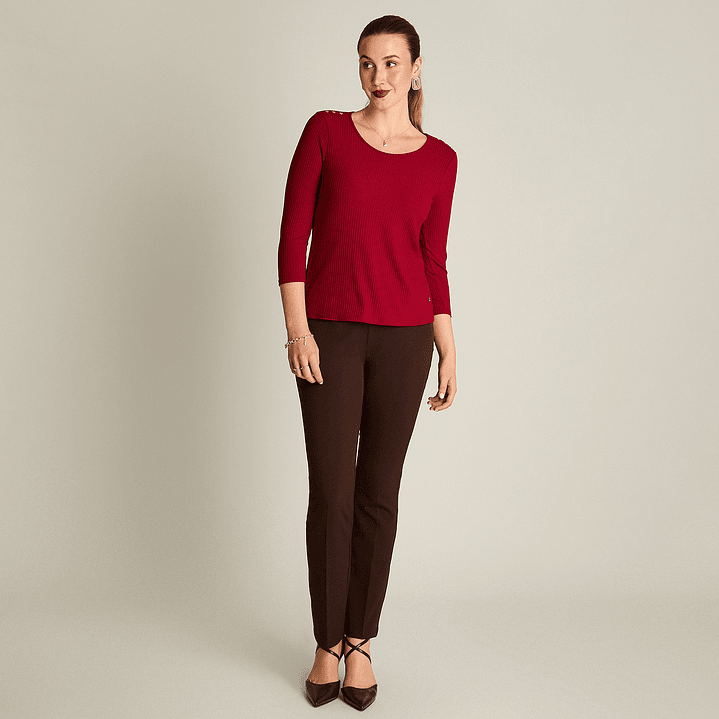 POLERA (MU) M/3/4 C/P APLIC EN HOMBROS LISA LORENZO IMP. 108504 ROJO  1