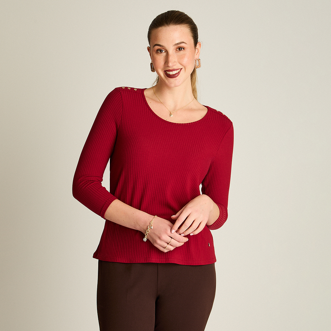 POLERA (MU) M/3/4 C/P APLIC EN HOMBROS LISA LORENZO IMP. 108504 ROJO  2