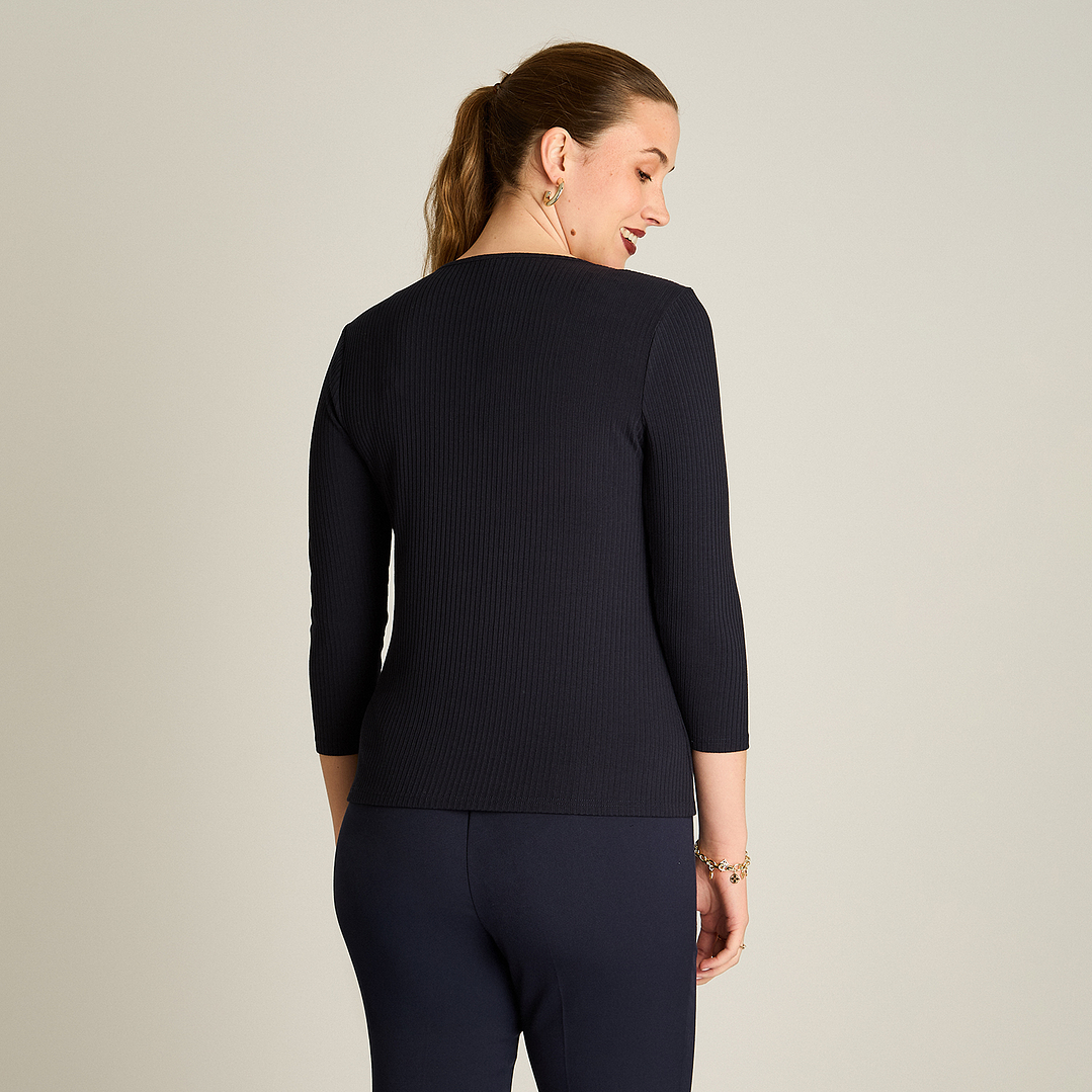 POLERA (MU) M/3/4 C/P APLIC EN HOMBROS LISA LORENZO IMP. 108504 AZUL  2