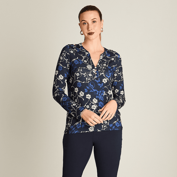 POLERA (MU) M/L C/MAO APLIC BOTONES EST LORENZO IMP. 108506 AZUL  1