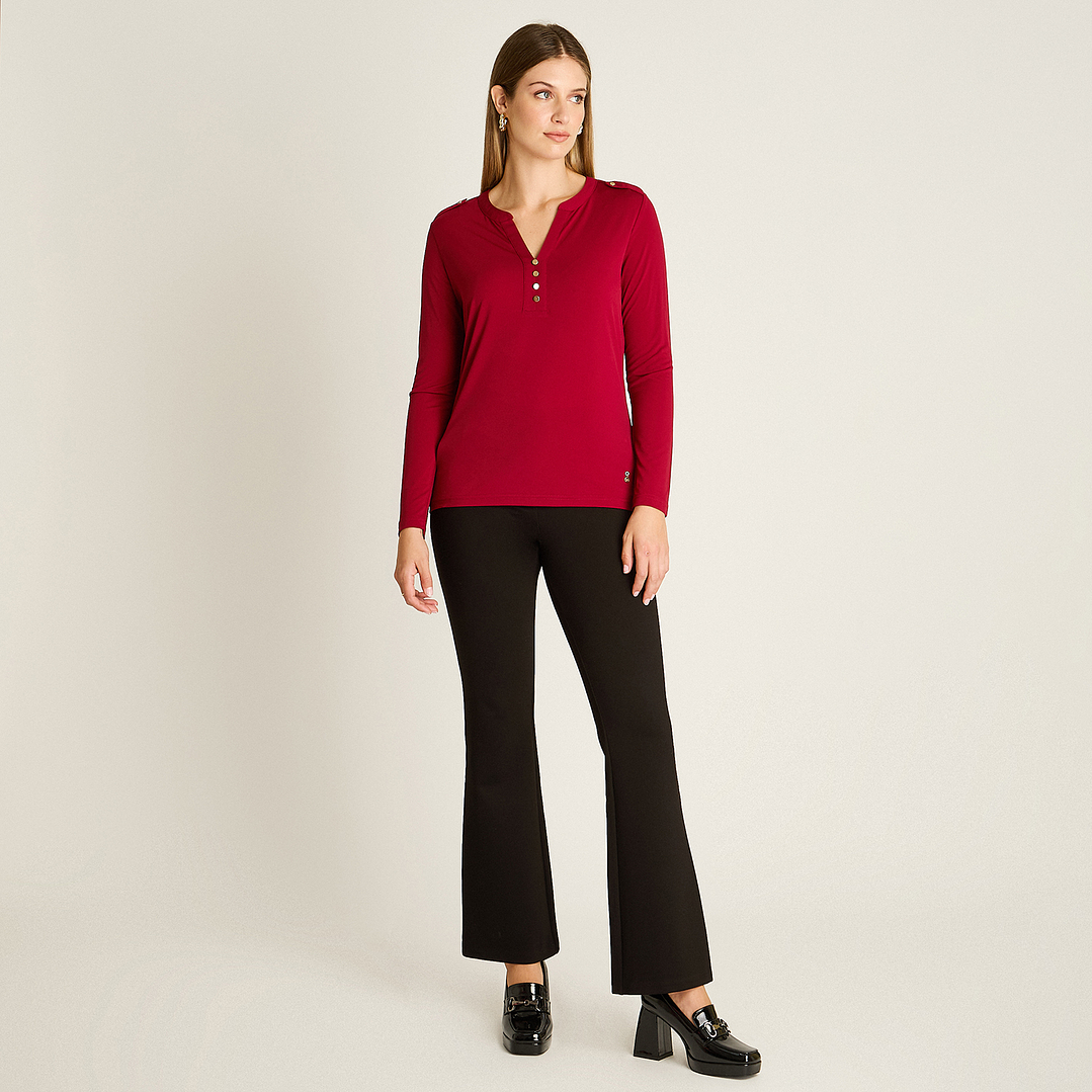 POLERA (MU) M/L C/MAO APLIC BOTONES LISA LORENZO IMP. 108506 ROJO  3