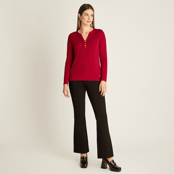 POLERA (MU) M/L C/MAO APLIC BOTONES LISA LORENZO IMP. 108506 ROJO  3