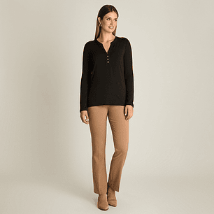 POLERA (MU) M/L C/MAO APLIC BOTONES LISA LORENZO IMP. 108506 NEGRO 