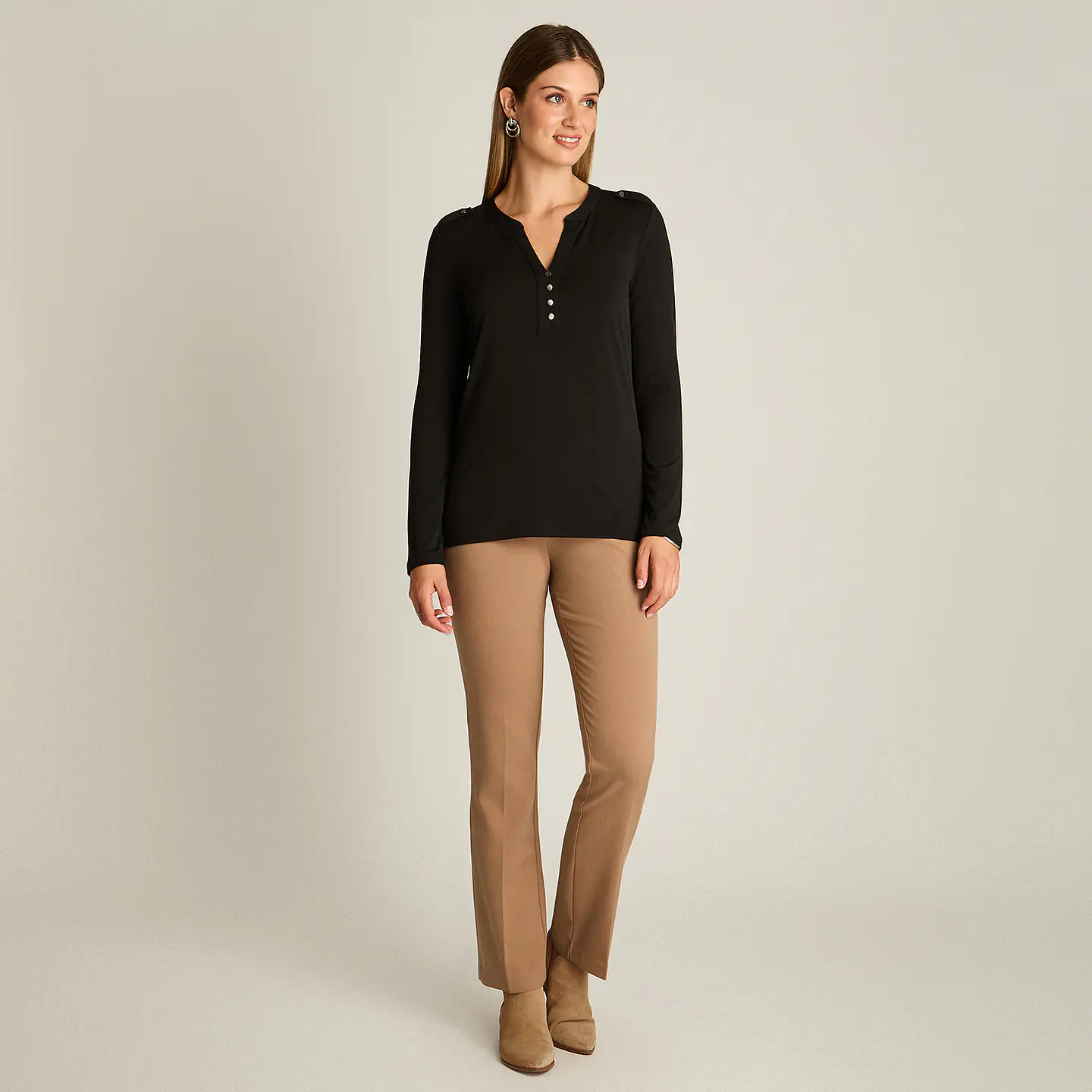 Polera (Mu) M/L C/Mao Aplic Botones Lisa Lorenzo Imp. 108506 Negro  3