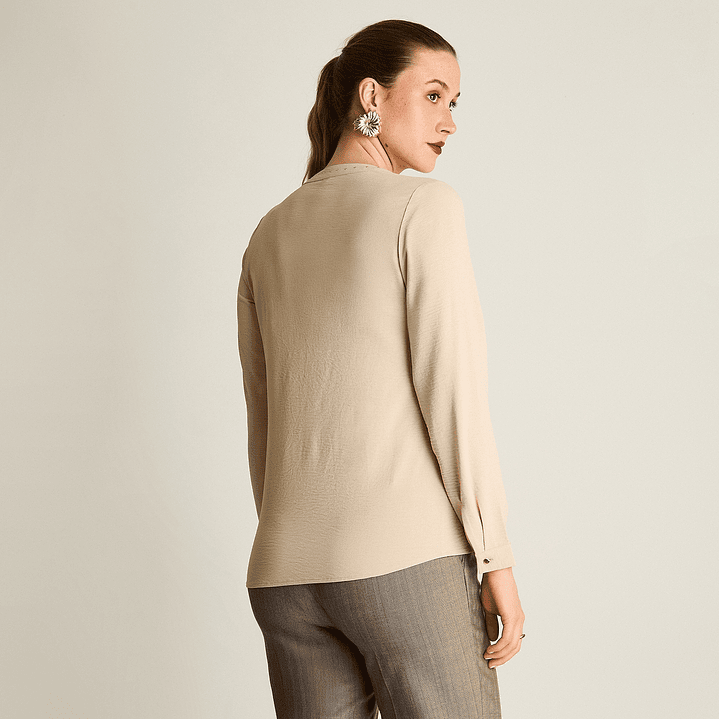 BLUSA (MU) M/L C/MAO APLIC STRASS LISA LORENZO IMP. 208509 BEIGE  3