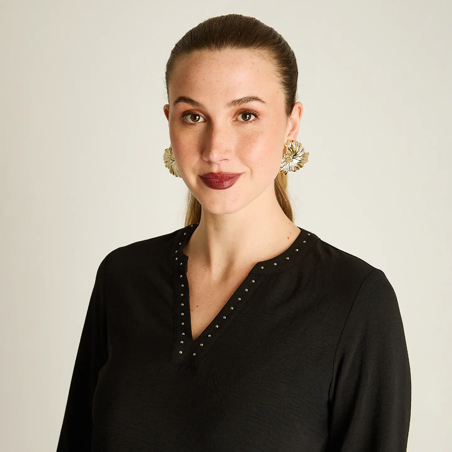 Blusa (Mu) M/L C/Mao Aplic Strass Lisa Lorenzo Imp. 208509 Negro  3
