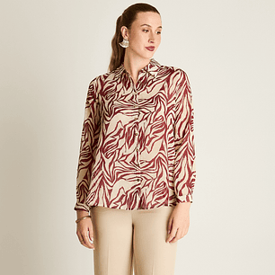 Blusa Camisera Burdeo Estampada con Lurex 208507