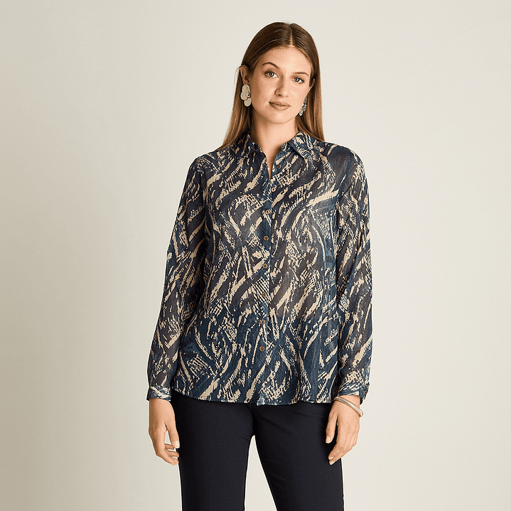 BLUSA (MU) M/L CAMISERA EST. APLIC LUREX LORENZO IMP. 208507 AZUL  3
