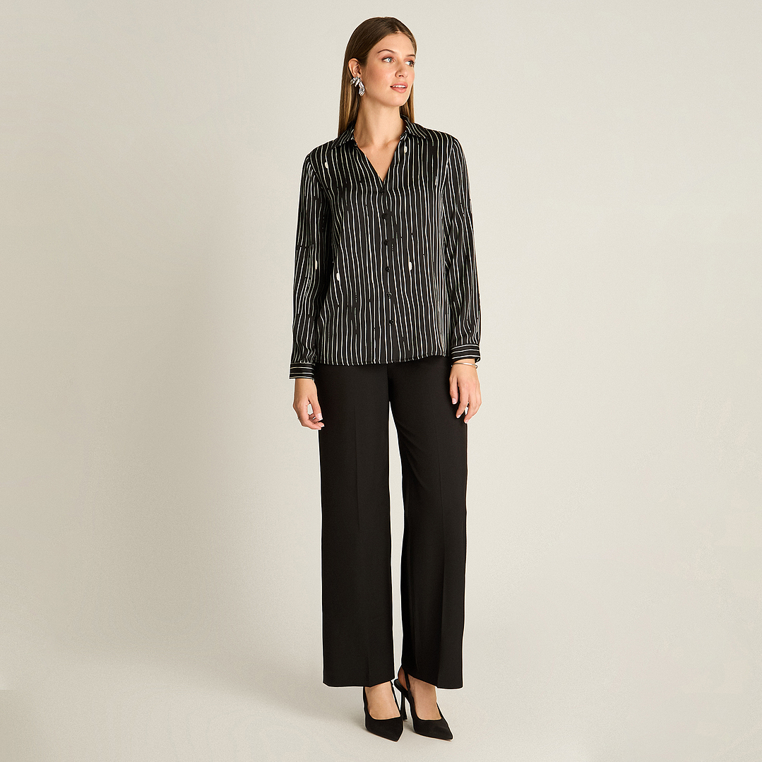 BLUSA (MU) M/L CAMISERA SATIN BASICA LISA LORENZO IMP. 208505 NEGRO  4