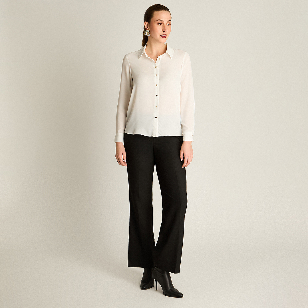 BLUSA (MU) M/L CAMISERA GEORGETTE EST LORENZO IMP. 208506 BLANCO  2