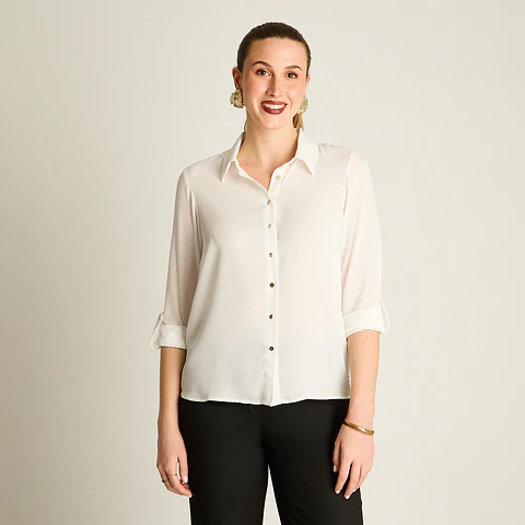 BLUSA (MU) M/L CAMISERA GEORGETTE EST LORENZO IMP. 208506 BLANCO 