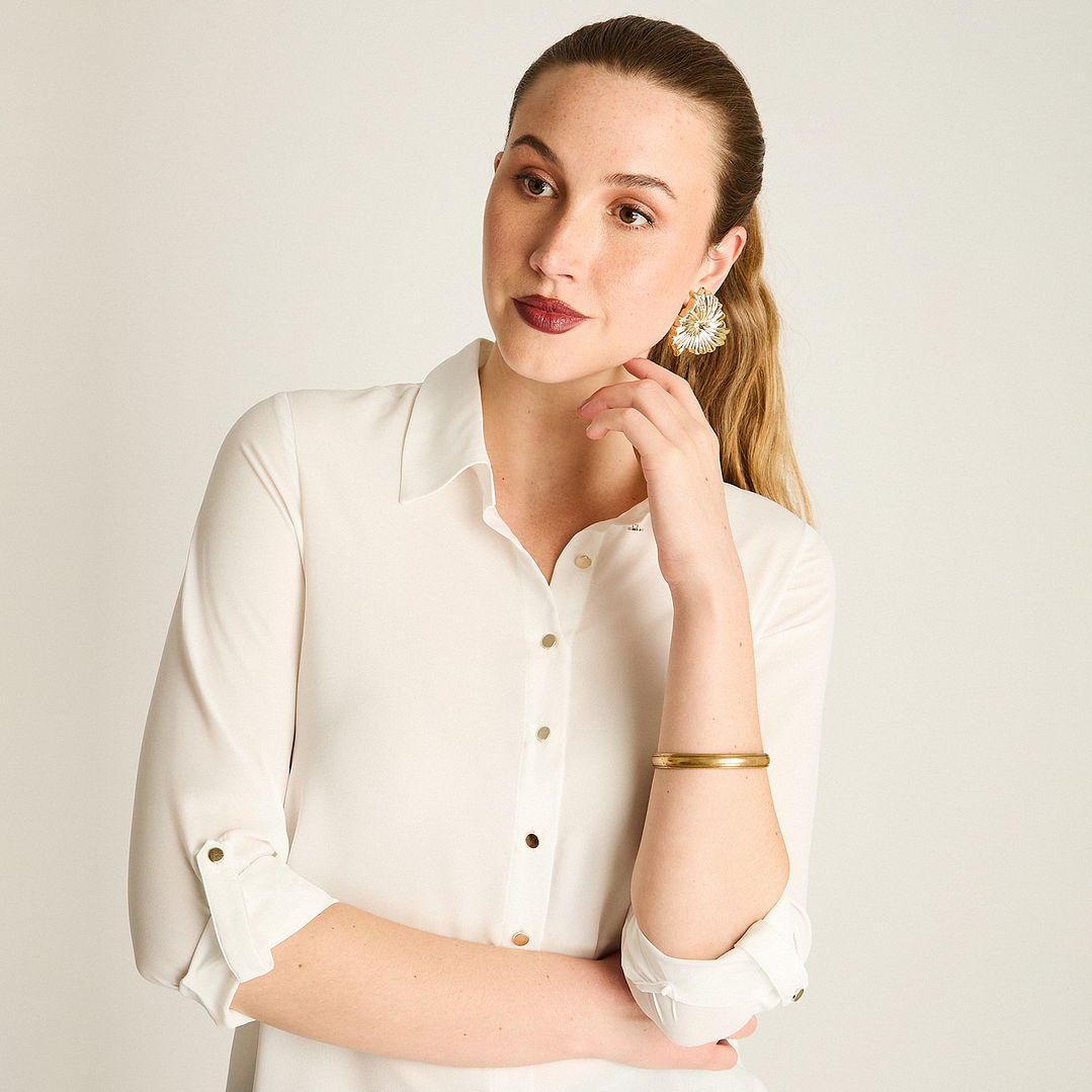 BLUSA (MU) M/L CAMISERA GEORGETTE EST LORENZO IMP. 208506 BLANCO  4