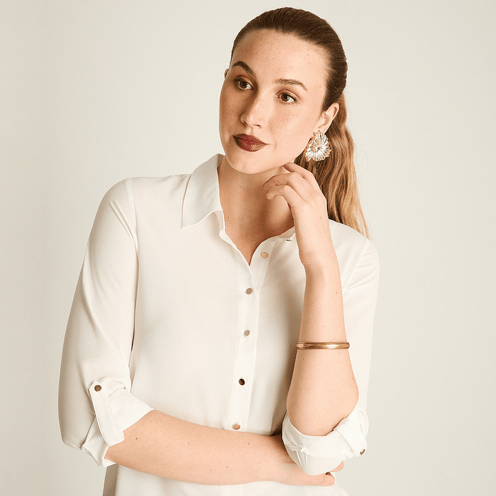 BLUSA (MU) M/L CAMISERA GEORGETTE EST LORENZO IMP. 208506 BLANCO  4