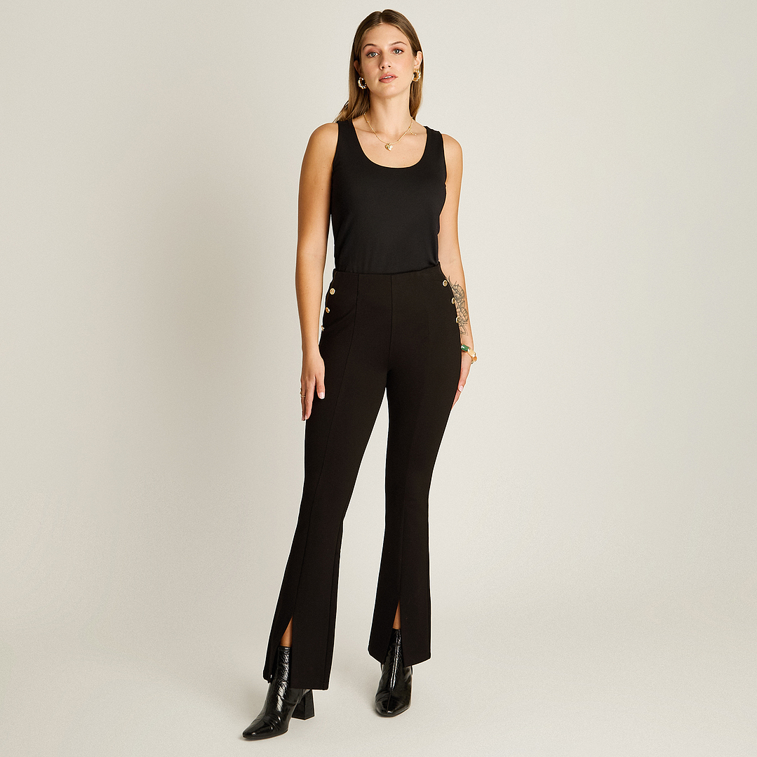 CALZA (MU) FLARE APLIC BOTONES LORENZO IMP. 718504 NEGRO S 3