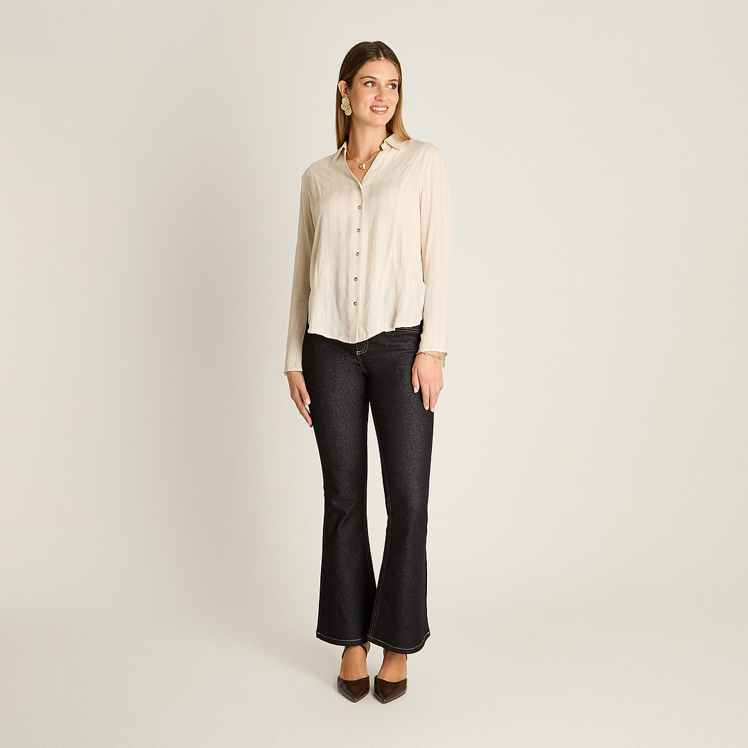 BLUSA (MU) M/L CAMISERA LISA APLIC LUREX LORENZO IMP. 208513 ARENA  1