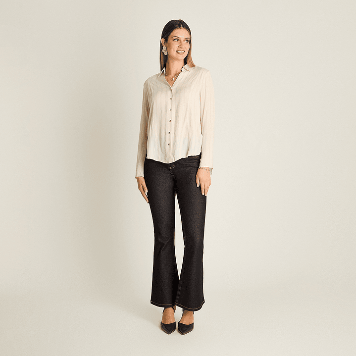 BLUSA (MU) M/L CAMISERA LISA APLIC LUREX LORENZO IMP. 208513 ARENA  1