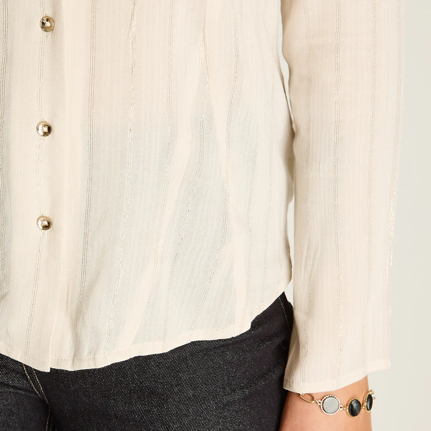 BLUSA (MU) M/L CAMISERA LISA APLIC LUREX LORENZO IMP. 208513 ARENA  3
