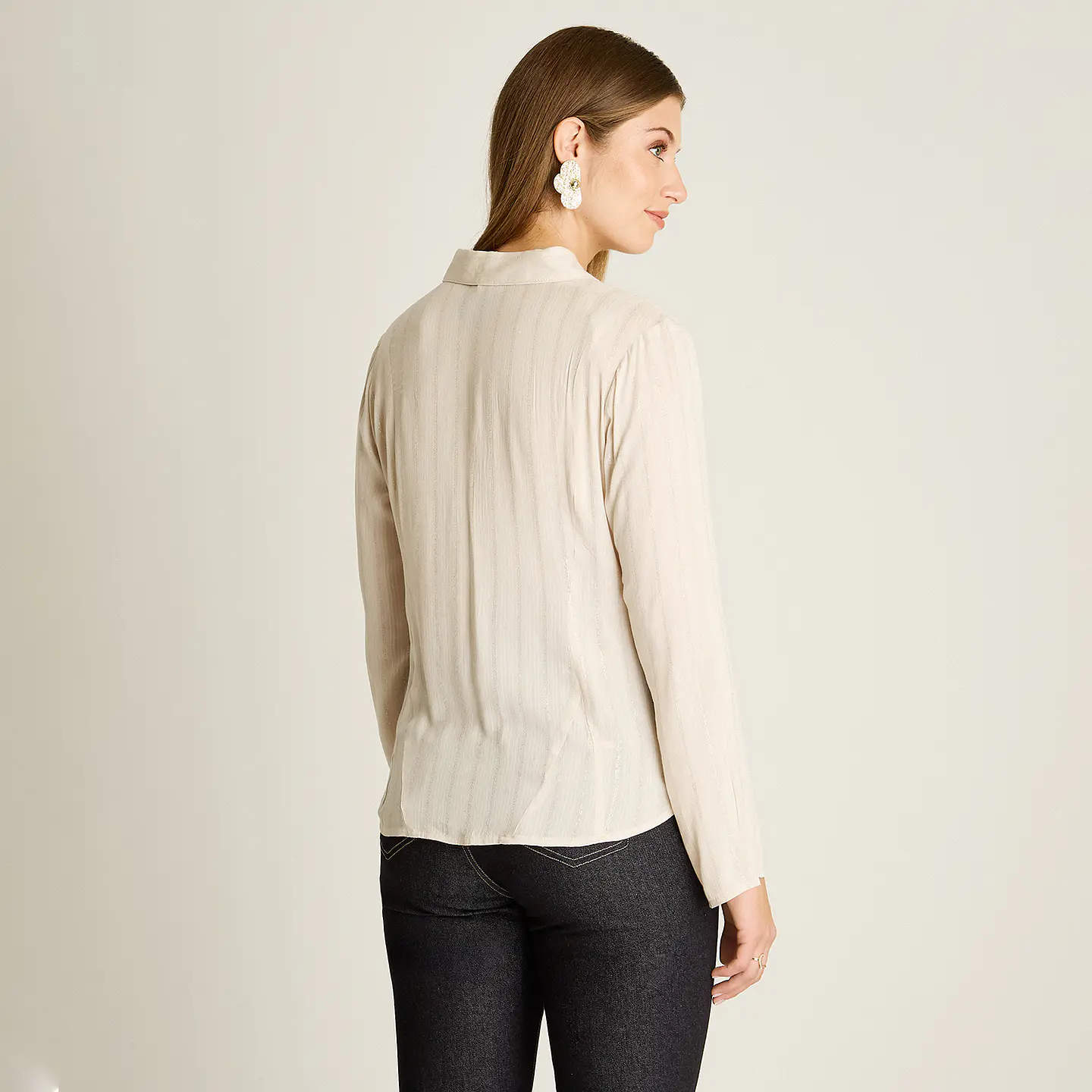 BLUSA (MU) M/L CAMISERA LISA APLIC LUREX LORENZO IMP. 208513 ARENA  4