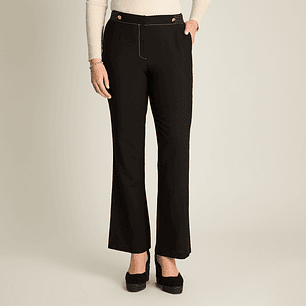 Pantalón Negro Palazzo Formal con Dos Botones 708502